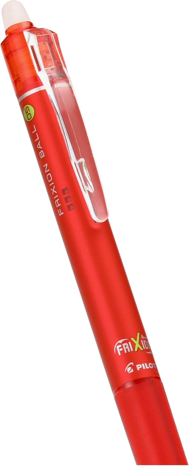 PILOT Frixion Ball Knock 0.5mm Ballpoint Pen, Red (LFBK-23EFR)
