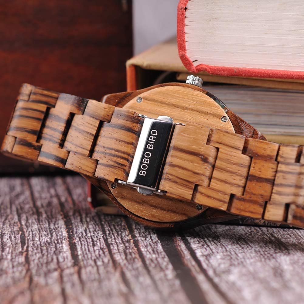 BOBO BIRD Special Design Mens Wooden Watches Sport Quartz Timepieces (Brown face)