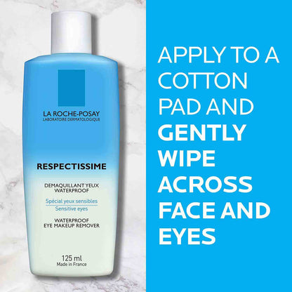 La Roche-Posay Respectissime Waterproof Eye Makeup Remover, Won't Irritate Sensitive Skin, Fragrance Free, 4.2 Fl Oz