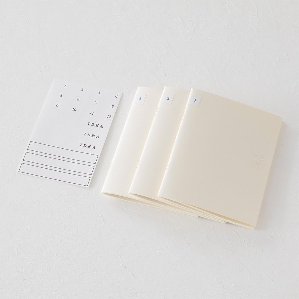 DESIGNPHIL Midori 15206006 Notebook, MD Notebook, Light, Unruled, 3 Books
