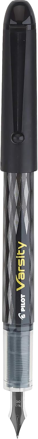 PILOT Varsity Pre-Filled Fountain Pens, Medium Point Stainless Steel Nib, Black Ink, 12-Pack