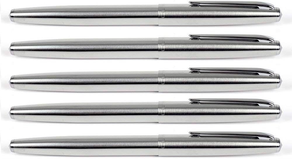 Gullor 5 PCS Stainless Steel EF Nib Classic Fountain Pens Set with Ink Converters, main image