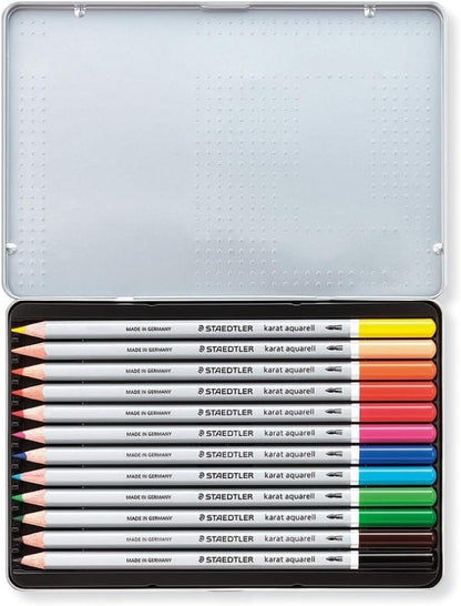 Staedtler 125 M12 Colored Pencils, 12 Colors, Watercolor Pencils, Karat Aquerel
