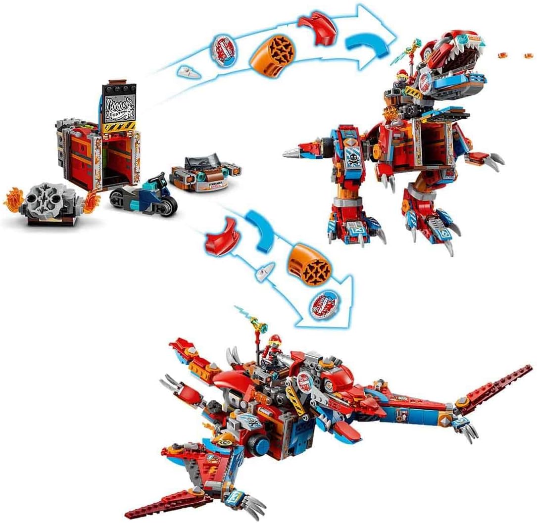 LEGO DREAMZzz Dinosaur Robot C-Rex Cooper Pterodactyl Rebuildable Toy, Articulated T. Rex Figure and 4 Minifigures, Gift for Boys and Girls Ages 9 and Up 71484