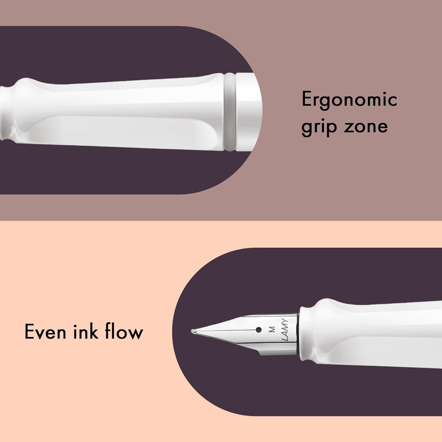 LAMY safari white - Fountain Pen with ergonomic grip & polished steel nib in size EF - ideal for any Writing & Calligraphy - including LAMY T 10 blue cartridge - Right-Handed, detail image