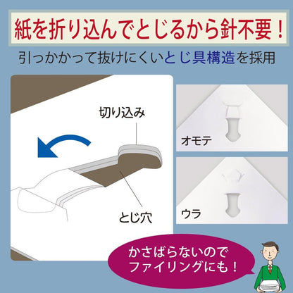 Kokuyo Harinacs Stapleless Stapler, Portable Staple Free Stapler, 10 Sheets Capacity, White, Japan Import (SLN-MSH110W)