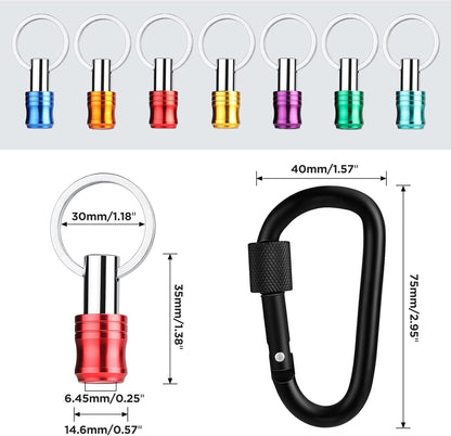 WORKPRO 1/4 inch Hex Shank Bit Holder, 7pcs Quick Release Drill Bit Holder Keychain for Impact Driver, Portable Screwdriver Bits Holder, Aluminum Alloy, Color Coded