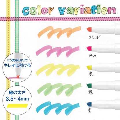 ZEBRA Highligher Just Fit Mojiniline, blurring proof for ballpoint pen wrinting (5 color set) WKS22-5C
