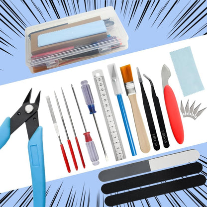 WMYCONGCONG 17 PCS Model Tool Kits Model Basic Tools Hobby Building Craft Set for Gundam Basic Model Building Repairing and Fixing