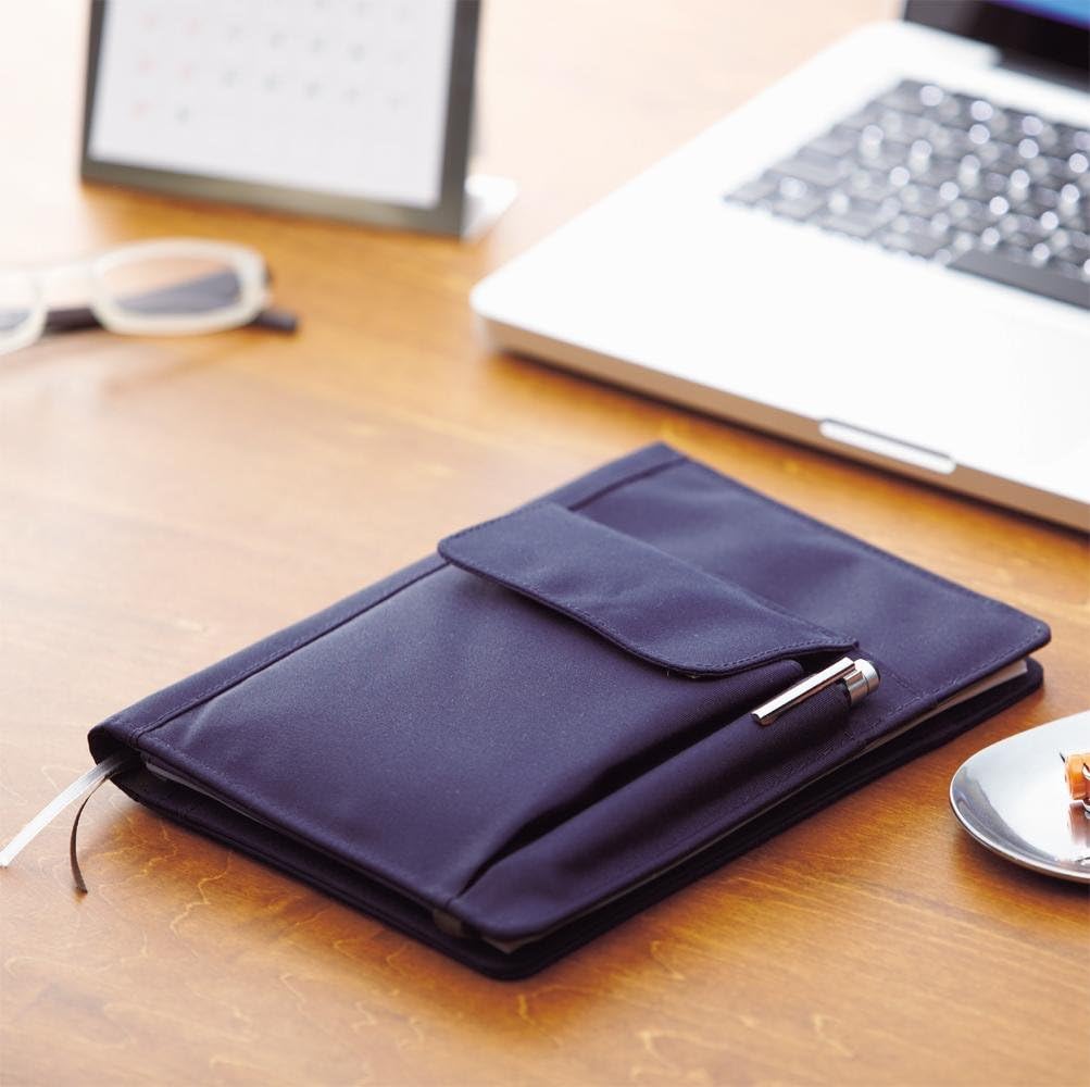 LIHIT LAB. Refillable Notebook with Cover, 7.2 x 9.6 x 1.5 inches, Navy (N-1647-11)