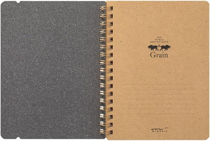 DESIGNPHIL 15223006 Midori Ring Notebook, Grain, B6 Deformation, Dark Brown