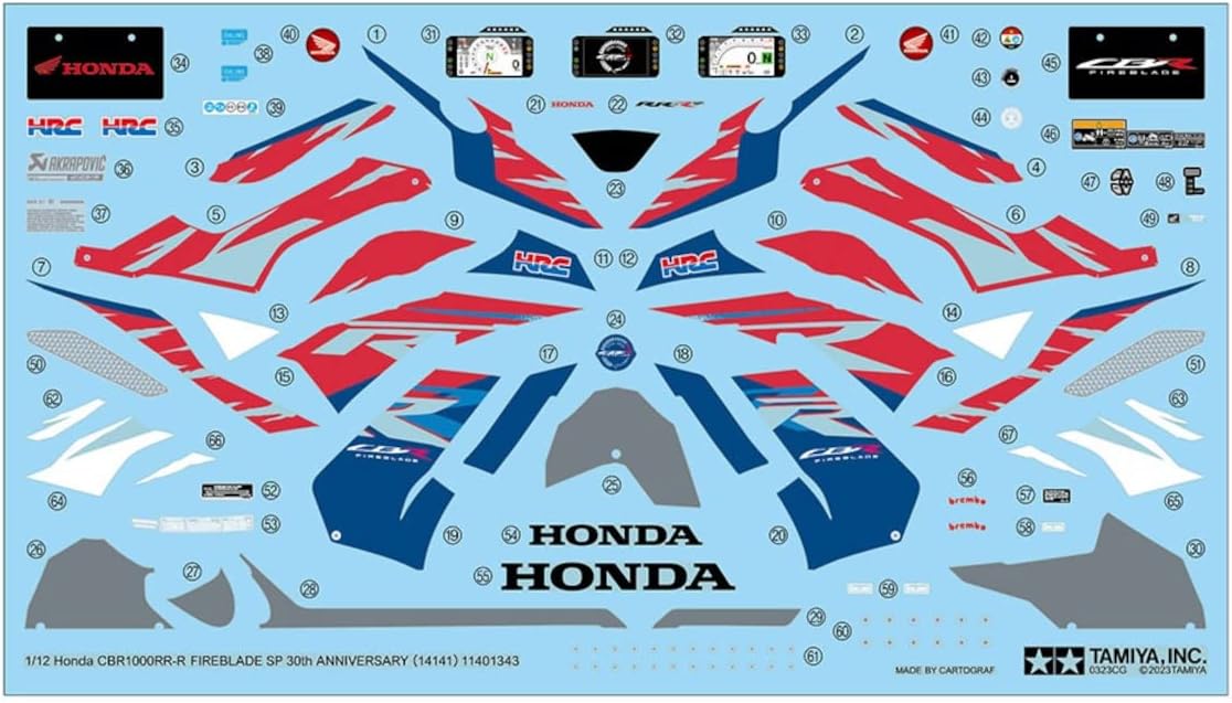 Tamiya 14141 1:12 Honda CBR 1000RR-R Fireblade SP 30th - Faithful Replica Plastic Kit, Crafts, Model Kit, Assembly, Unpainted, Multi-Coloured