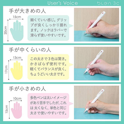 ZEBRA 3 Colors Ballpoint Pen, Blen 3C 0.5mm, Pink Body (B3AS88-P)