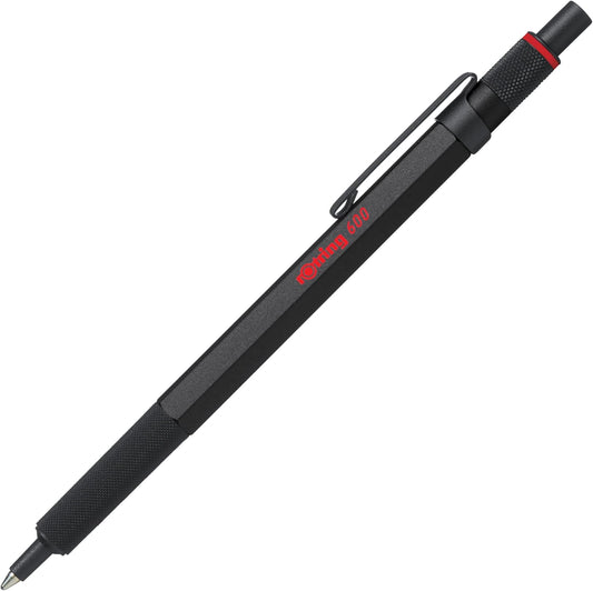 Black pen with red text on a white background
