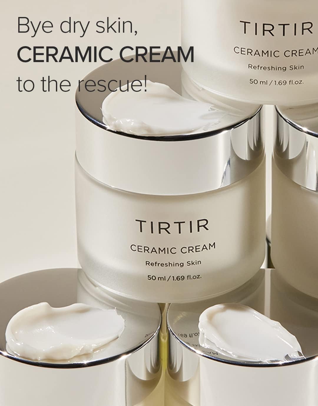 TIRTIR Natural Ceramide Cream | Deep moisturizer for Glass Skin, Polyglutamic acid, Centella Asiatica Extract, Skin barrier, Lightweight, Mild, Nature derived ingredients, Dry skin, Korean skincare