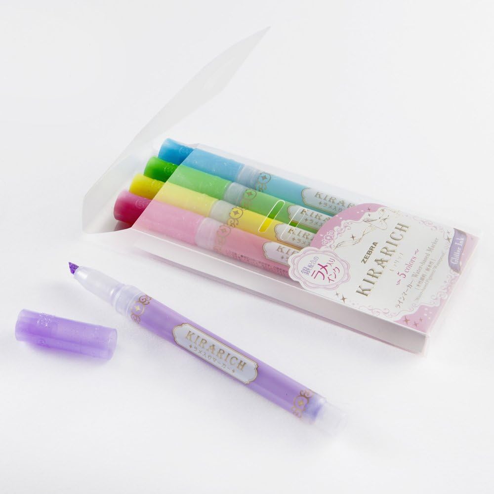 Zebra Kirarich Glitter Highlighter 5-Color Set – Japan