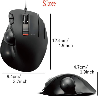 ELECOM EX-G Wired Trackball Mouse, Ergonomic, Thumb Control, Smooth Tracking Roller Ball, 6 Programmable Buttons, Tilt Scroll Computer Mice for PC Mac