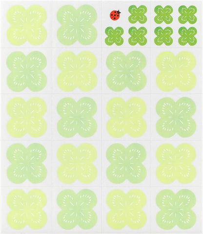 Midori 33155006 Colored Paper with Stickers, Clover Pattern