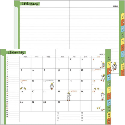 Midori Pocket Diary 22251006 Weekly Planner, 2024, A6, Clover Pattern, Starts January 2024 (Uncle Pattern (Monthly))
