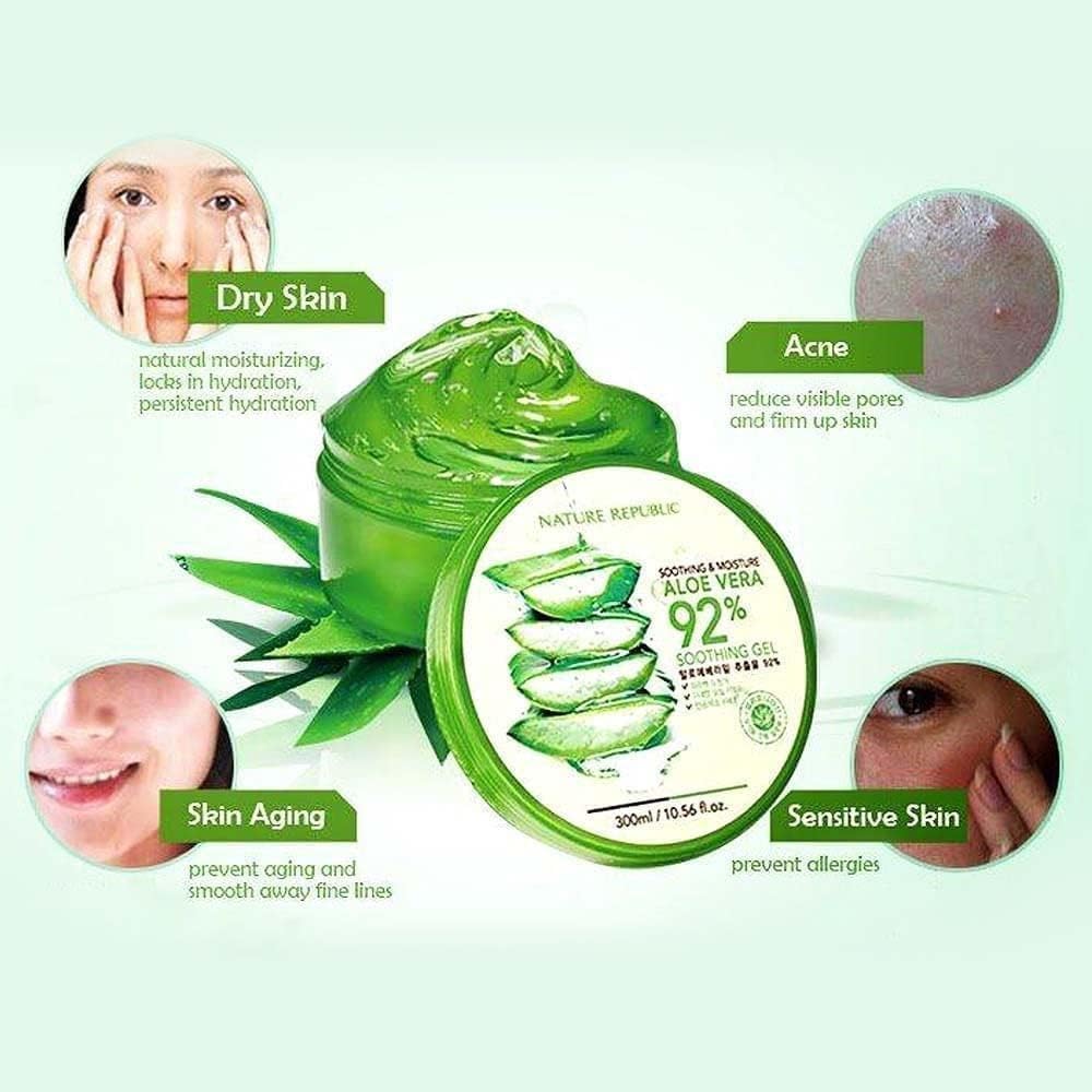 Nature Republic New Soothing & Moisture Aloe Vera 92% Gel, 10.56 Fl Oz