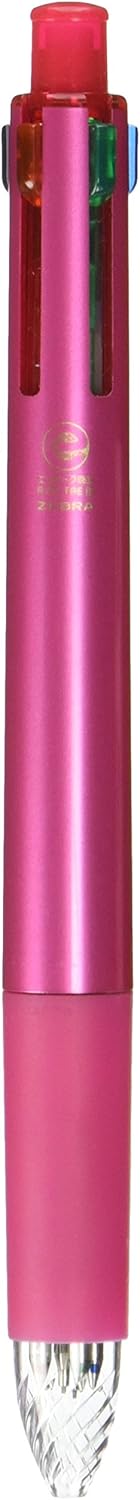 ZEBRA Multi Function Surari 4S Black/Red/Blue/Green Ink 0.5mm Ballpoint Pen, 0.5mm Mechanical Pencil, Pink Body (B4SAS11-P)