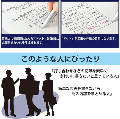 KOKUYO Campus Twin Ring Notebook, Business Type, Dot B 6mm Ruled, Semi-B5, 50 Sheets, 37 Lines, Navy Cover, Japan Import (SU-T113BT-DB)