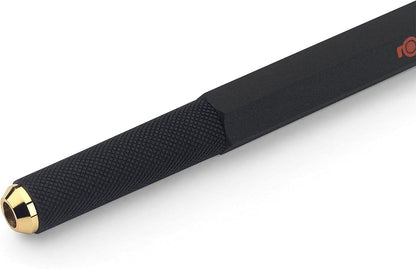 rOtring 800 Retractable Metal Ballpoint Pen, Medium Point, Black Ink, Black Barrel, Refillable, Great Gift for Coworker