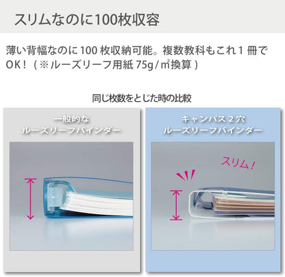 Kokuyo Campus 2-Ring Loose Leaf Binder, A4, 2 Holes, Up to 100 Sheets, Light Blue, Japan Import (RU-PP158LB)