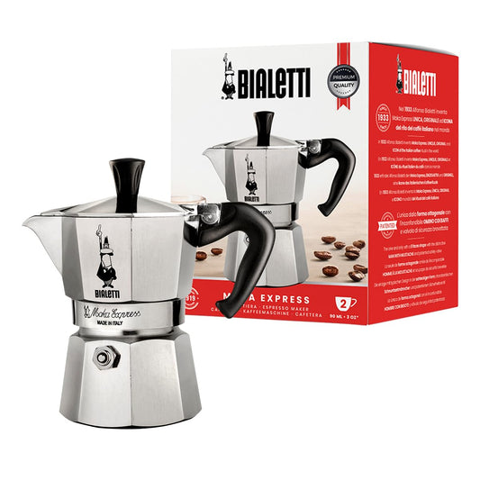 Bialetti Moka Express Export Espresso Maker,90 ml, Silver