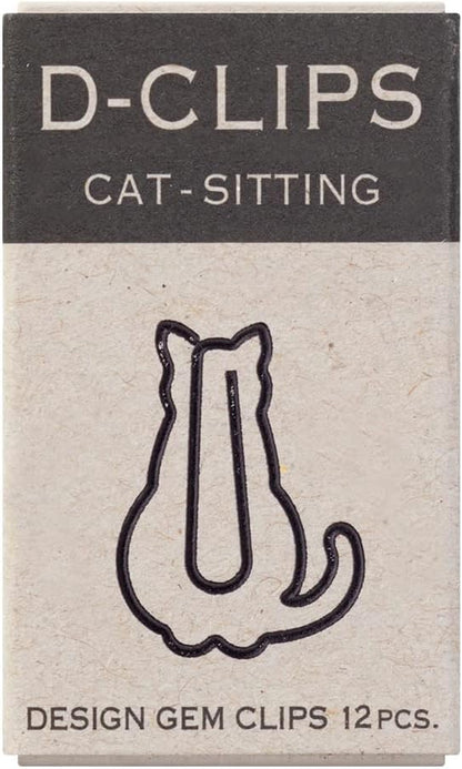 Midori Paper Clip, D-Clips Mini Box, Sitting Cat, 12 Pieces (43349006)