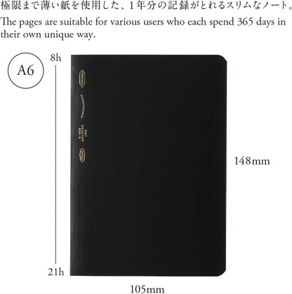 Nitoms S4103 STALOGY Notebook, A6, Squared, 365 Days Notebook, Black