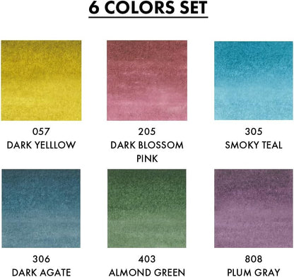 Kuretake ZIG CLEAN COLOR Real Brush 6 colors set Smoky Colors