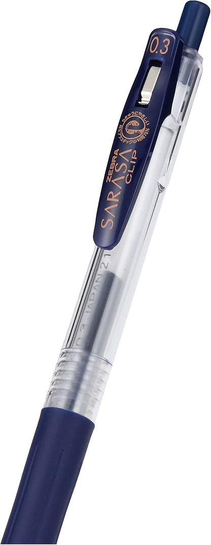 ZEBRA B-JJH15-FB Gel Ballpoint Pen, Sarasa Clip, 0.3, Blue Black, 10 Pieces