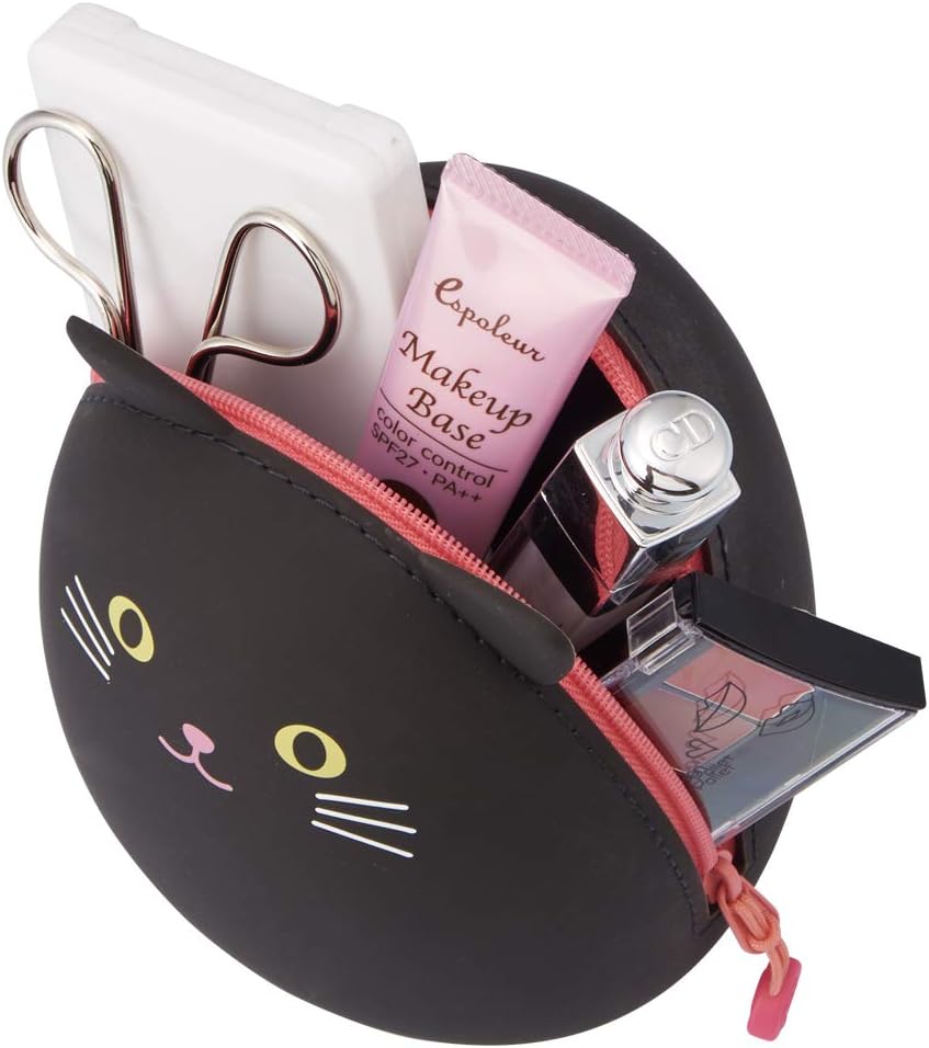 LIHITLAB PuniLabo Zipper Pouch, Egg-Shaped, 3.8" x 4.7", Calico Cat (A7783-7), Large: 1.3 x 4.7 x 3.8 inches