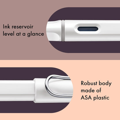 LAMY safari white - Fountain Pen with ergonomic grip & polished steel nib in size EF - ideal for any Writing & Calligraphy - including LAMY T 10 blue cartridge - Right-Handed front view