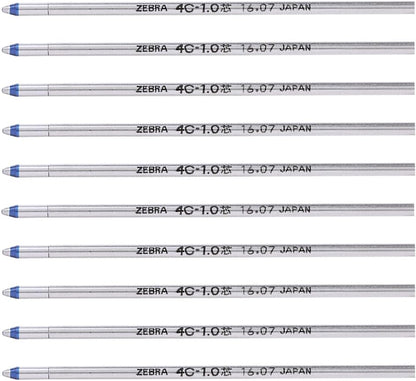 ZEBRA B-R4C10-BL Rollerball Pen Refill, 4C-1.0 Lead, Blue, 10 Pens