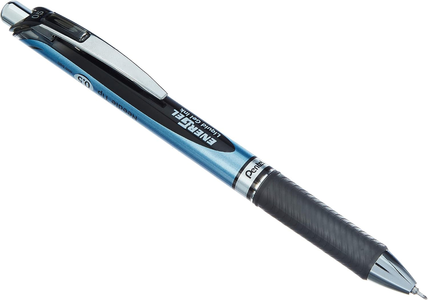 Pentel Energel Knock Ballpoint Pen, 0.5mm Needle Tip, Blue Body with Black Accent (BLN75-A)