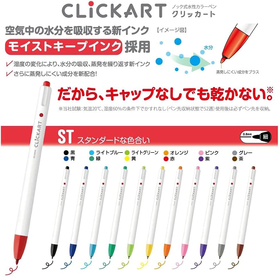 ZEBRA WYSS22-36C-N Clickart Water-Based Markers, 36 Colors, Case Included