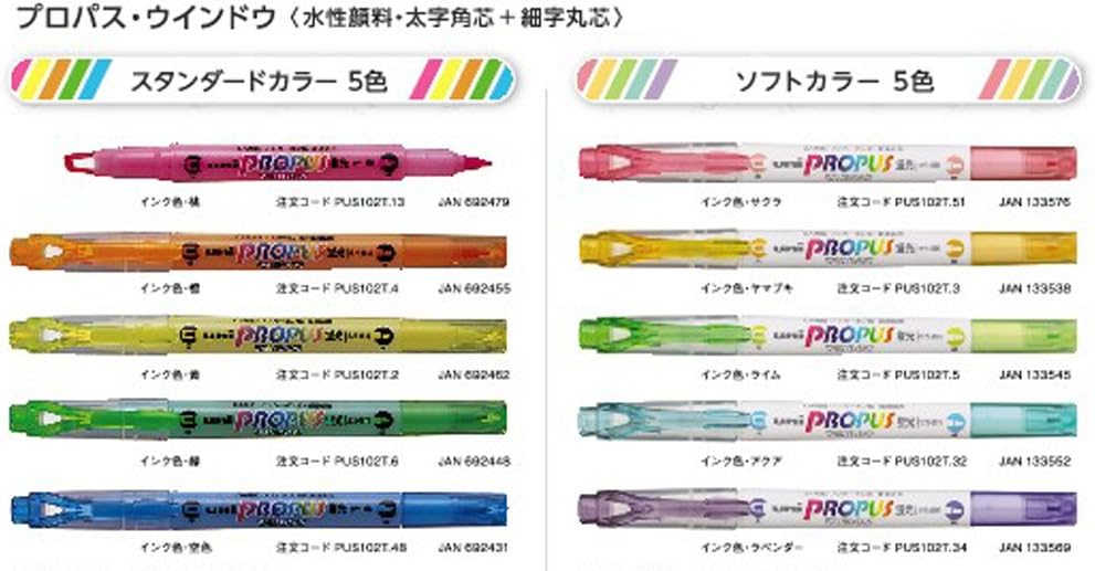 Mitsubishi Pencil Highlighter, Propus Window, PUS102T.2, Yellow, 10 Count