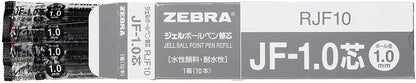 ZEBRA Refill for Gel Ballpoint Pen/Black 1.0mm [RJF10-BK] Set of 10 pieces (Japan Import)