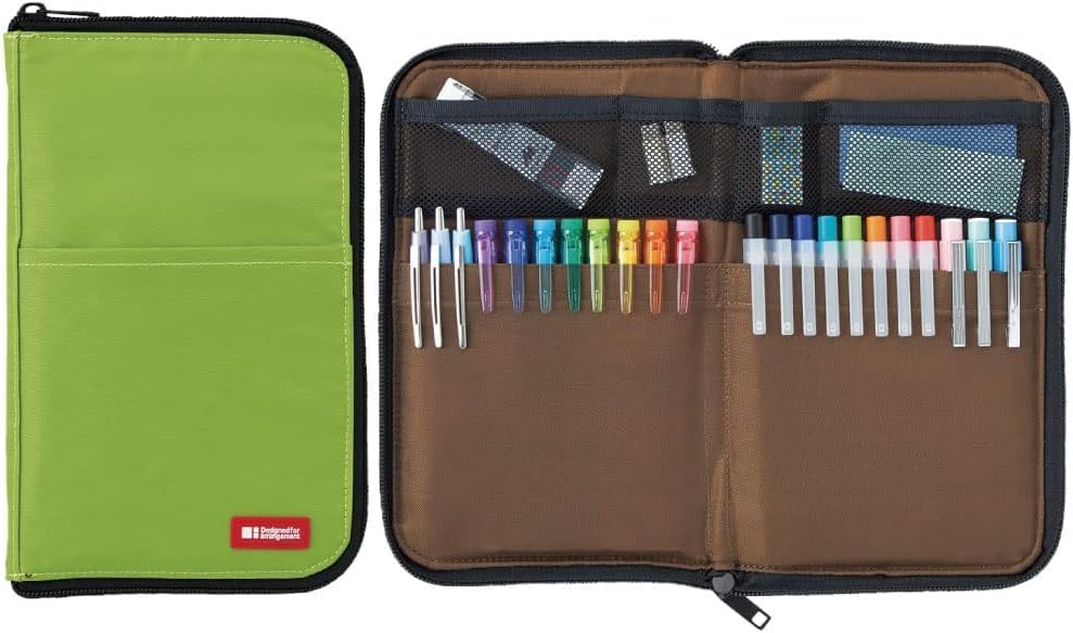 LIHITLAB LAB Slim Pen/Pencil Pouch, Wide, 0.7 ?� 5.5 ?� 8.5 Inches, Yellow Green (A7653-6)