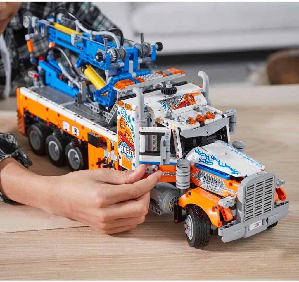 LEGO 42128 Technic Heavy-Duty Tow Truck with Crane Toy for Boys & Girls with Mechanical Functions, Model Building Set, Engineering for Kids Series
