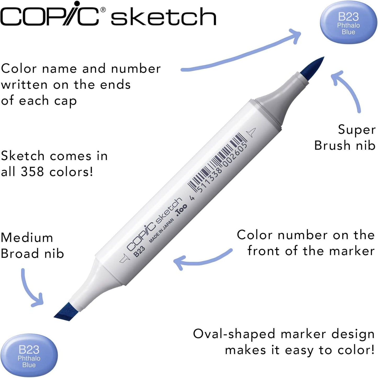 Copic Sketch, Ultra-blendable Alcohol Markers, 72pc Set A