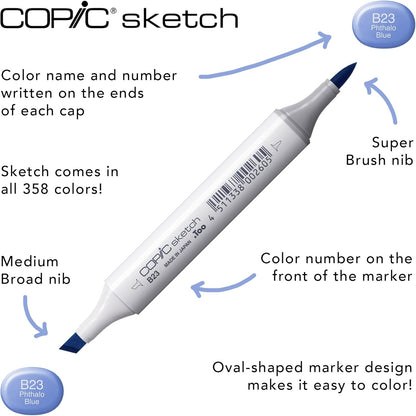 Copic Sketch, Ultra-blendable Alcohol Markers, 72pc Set A