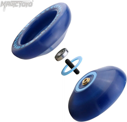 MAGICYOYO Responsive Yoyo K1 Tug Return Yo yo, Hubstacks Yo-yo for Kids Beginners Dual Purpose Yo Yo with Unresponsive Bearing, Storage Bag + 12 Yoyo Strings +Yo-Yo Glove +2 Yo yo Hubstacks (Blue)