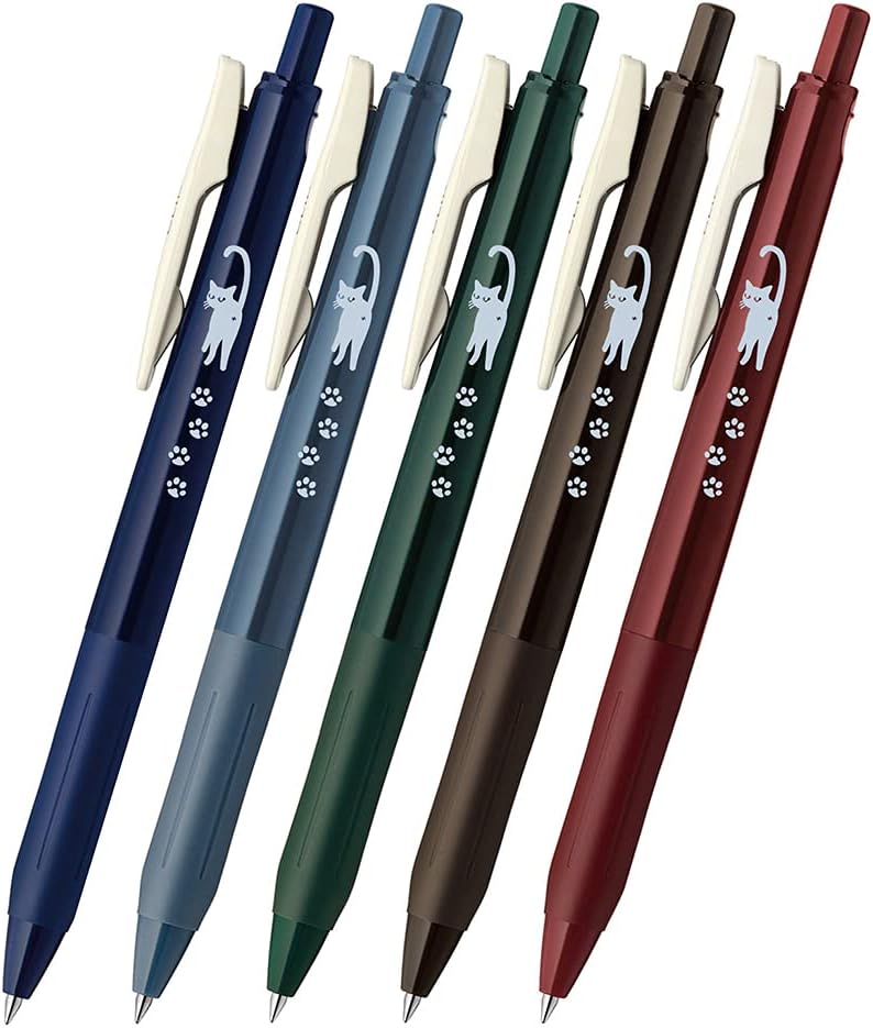 Zebra Sarasa Clip Gel Ballpoint Pen Set, 0.5mm, Vintage Colors, 5-Pack (JJ15-5C-VI-CATA, Cat Set A)
