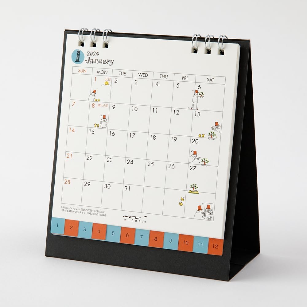 Midori 31269006 2024 Calendar, Tabletop, S, Country Time Floral Pattern (Ojisan Print)