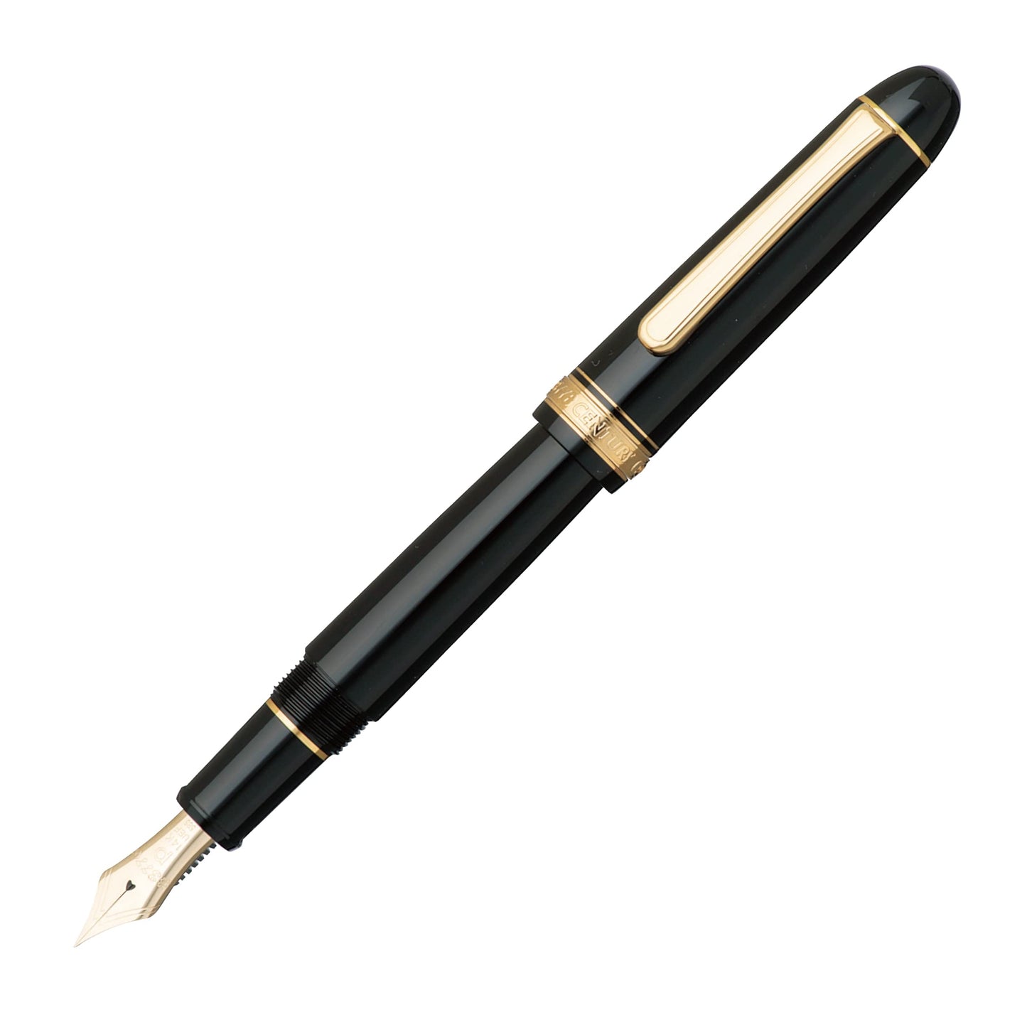 Luxury Fountain Pen for Smooth Writing – Platinum #3776 Century Black in Black Extra Fine Nib Gold Trim (Japan Import, Slip & Seal Technology)