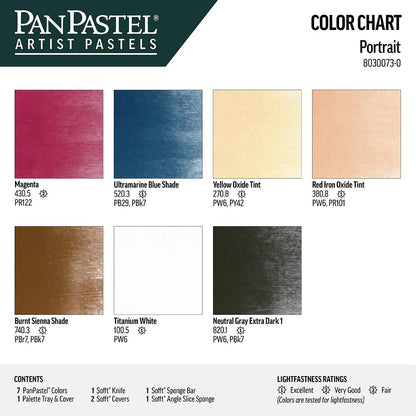 PanPastel Artist Pastels by GOLDEN, Portrait Set, 7 Color, Professional Artist Pastels, Unique Pan Format (cake-like)