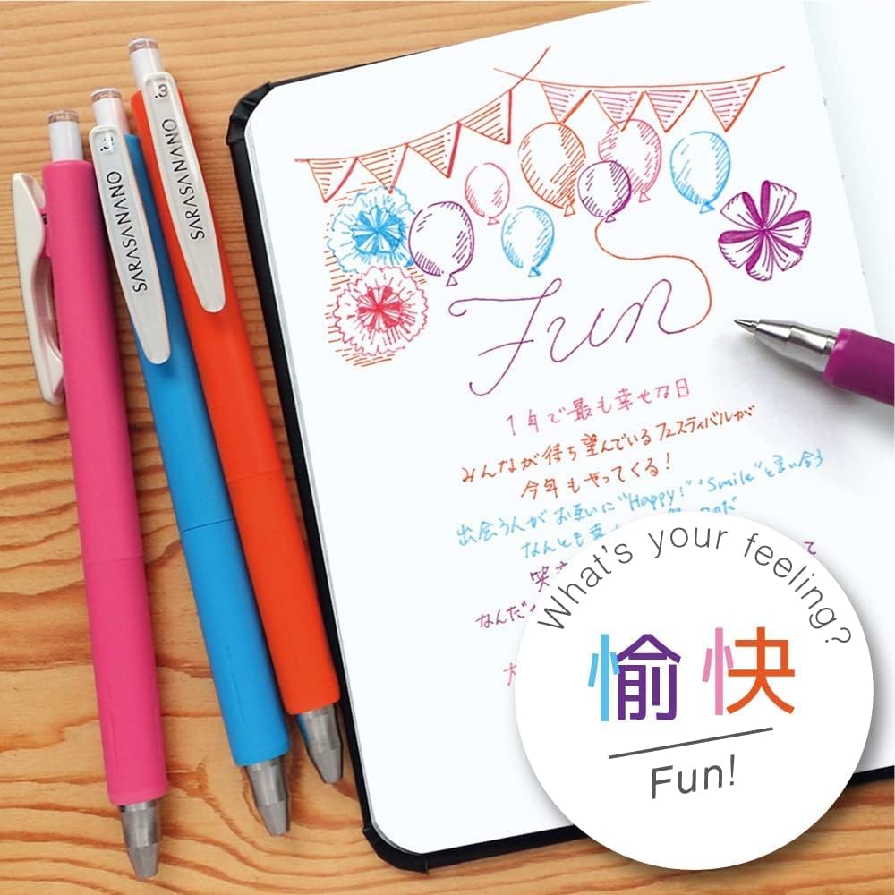 ZEBRA JJH72-4C-YU Gel Ballpoint Pen Sarasa Nano 0.3mm Set of 4 Colors Fun